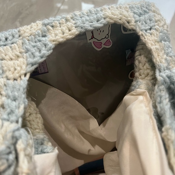 Crochet checkered tote bag - Picture 3 of 6